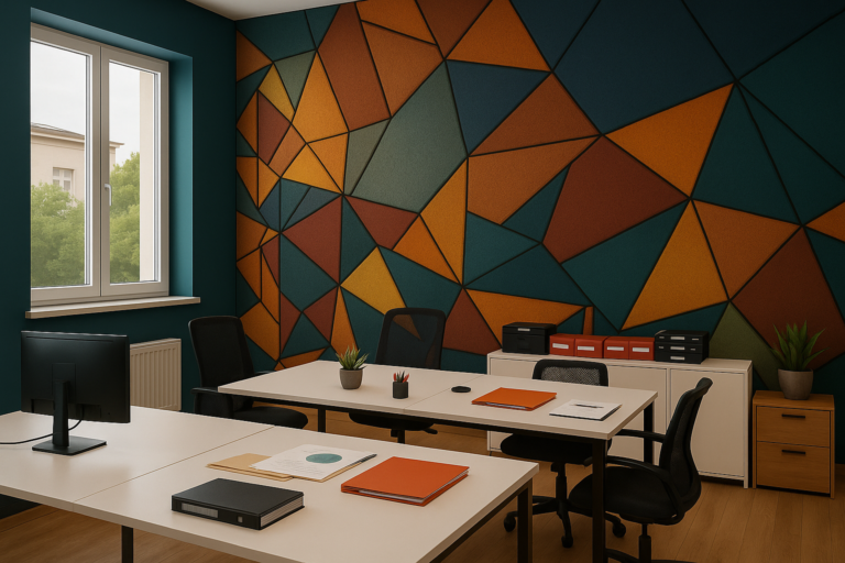Modern acoustic wall panel with layered geometric design