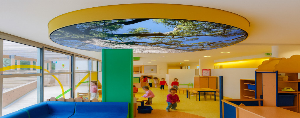 Customized French stretch ceiling with artistic printed dome design – elegant ceiling décor for luxury interiors