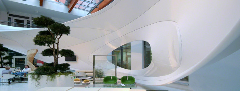 Barrisol 3D stretch ceiling for reception areas – modern decorative ceiling with lighting