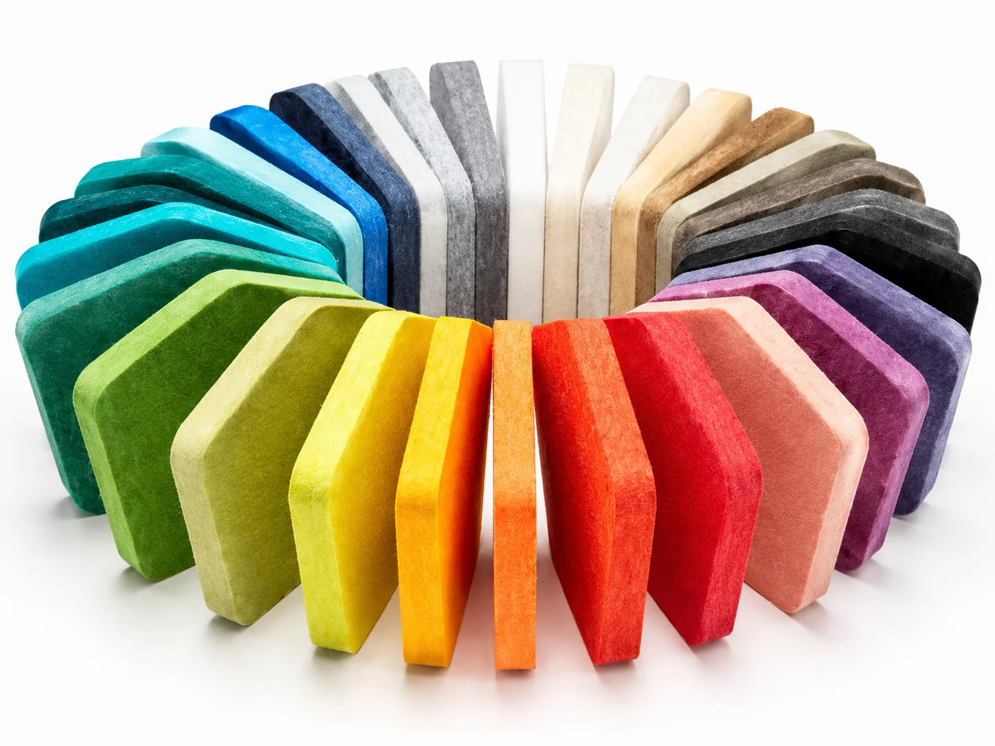 Polyester PET acoustic panels in multiple colours