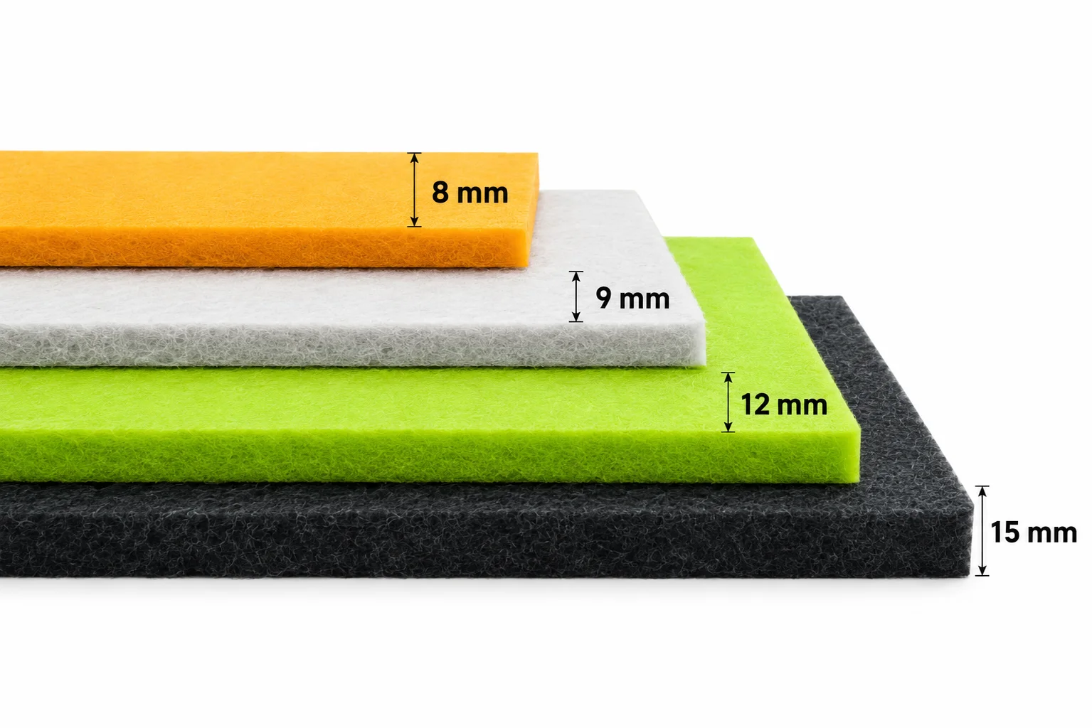 Polyester PET acoustic panel thickness options